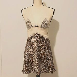 VS Satin & Lace Embellished Leopard Strap Slip 🐆